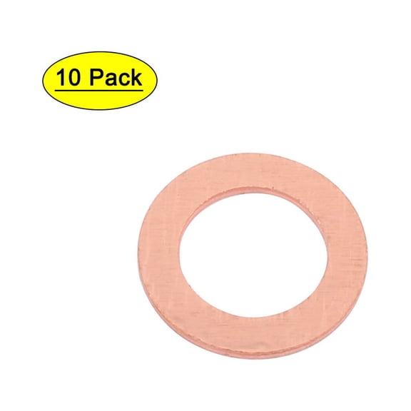 Unique Bargains 10pcs 10mm x 16mm x 1mm Flat Ring Copper Crush Washer Sealing Gasket Fastener