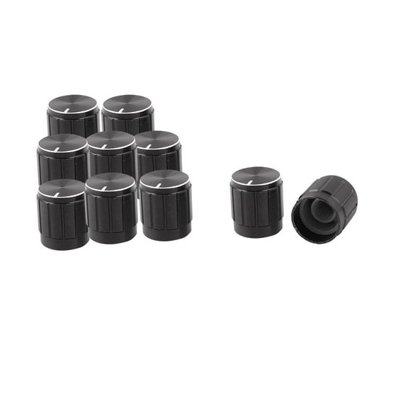 Unique Bargains 10pcs 15x16mm Black Aluminum Alloy Rotary Potentiometer Knobs Cap