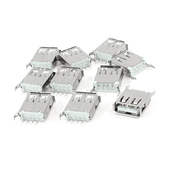 Unique Bargains 10pcs 180 Degree 4-Pin PCB Mount DIP Female USB A Jack Socket Port