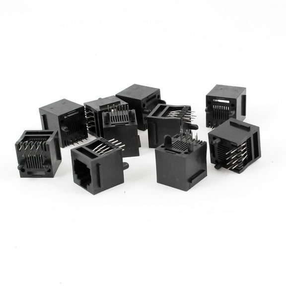 Unique Bargains 10pcs 180 Degree Push in Type RJ45 8P8C Network PCB Jacks Socket Black