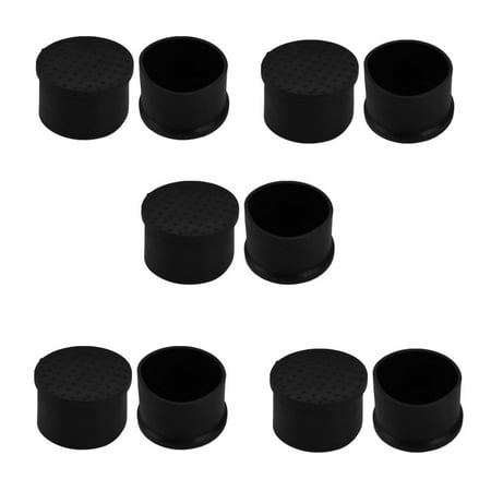 Unique Bargains 10pcs 45mm Diameter Pipe Tube Insert Chair Leg Cap Round Black PVC Tubing Plug