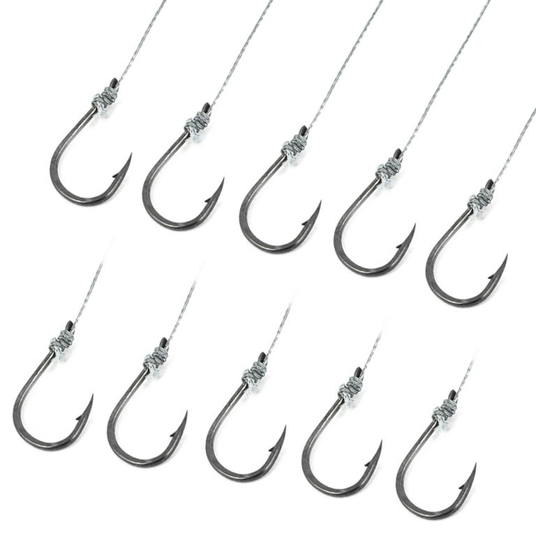 Unique Bargains 10pcs 5# Metal Eyeless Sharp Barb Wire Leader Fish Tackle  Fishing Hook Gray 