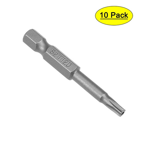 Unique Bargains 10pcs 50mm 1/4' Hex Shank T20 Magnetic Torx Head Security Screwdriver Bits S2