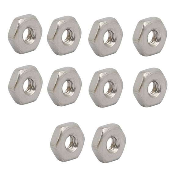 Unique Bargains 10Pcs #6-32 Thread UNC Type 304 Stainless Steel Hex Nut Fastener Silver Tone