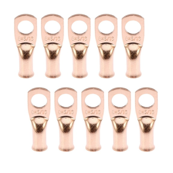 Unique Bargains 10pcs 8 AWG-5/16" Car Battery Cable Ends Tubular Ring Terminals Copper Tone for Car