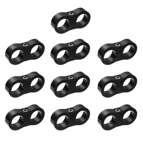 Unique Bargains 10pcs Black AN10 19mm Hose Separator Clamp Oil Line Brake Line Fitting Adapter for Car Aluminum Alloy