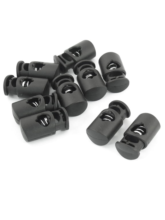 10pcs Black Spring Loaded Sliding String Stopper Rope Cord Lockstoppers