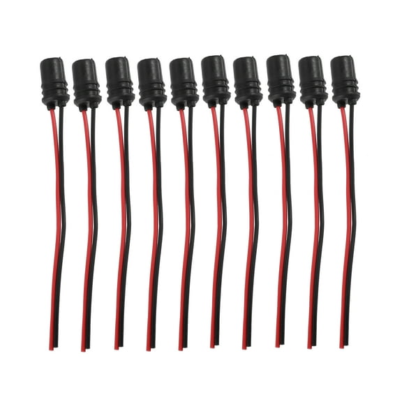 Unique Bargains 10pcs Car T10 194 Round Pre Wired Harness Female Socket for LED Bulbs Replacement