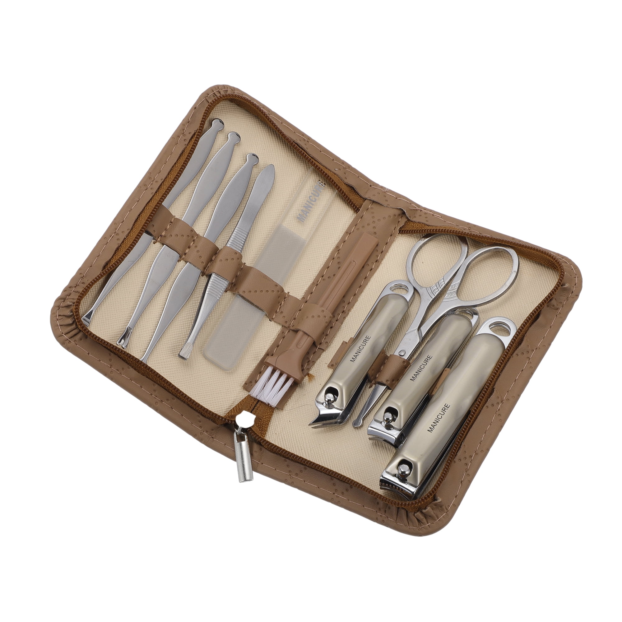 Unique Bargains 10pcs Carbon Steel Nail Clippers Set 3.15"x 0.55" Champagne