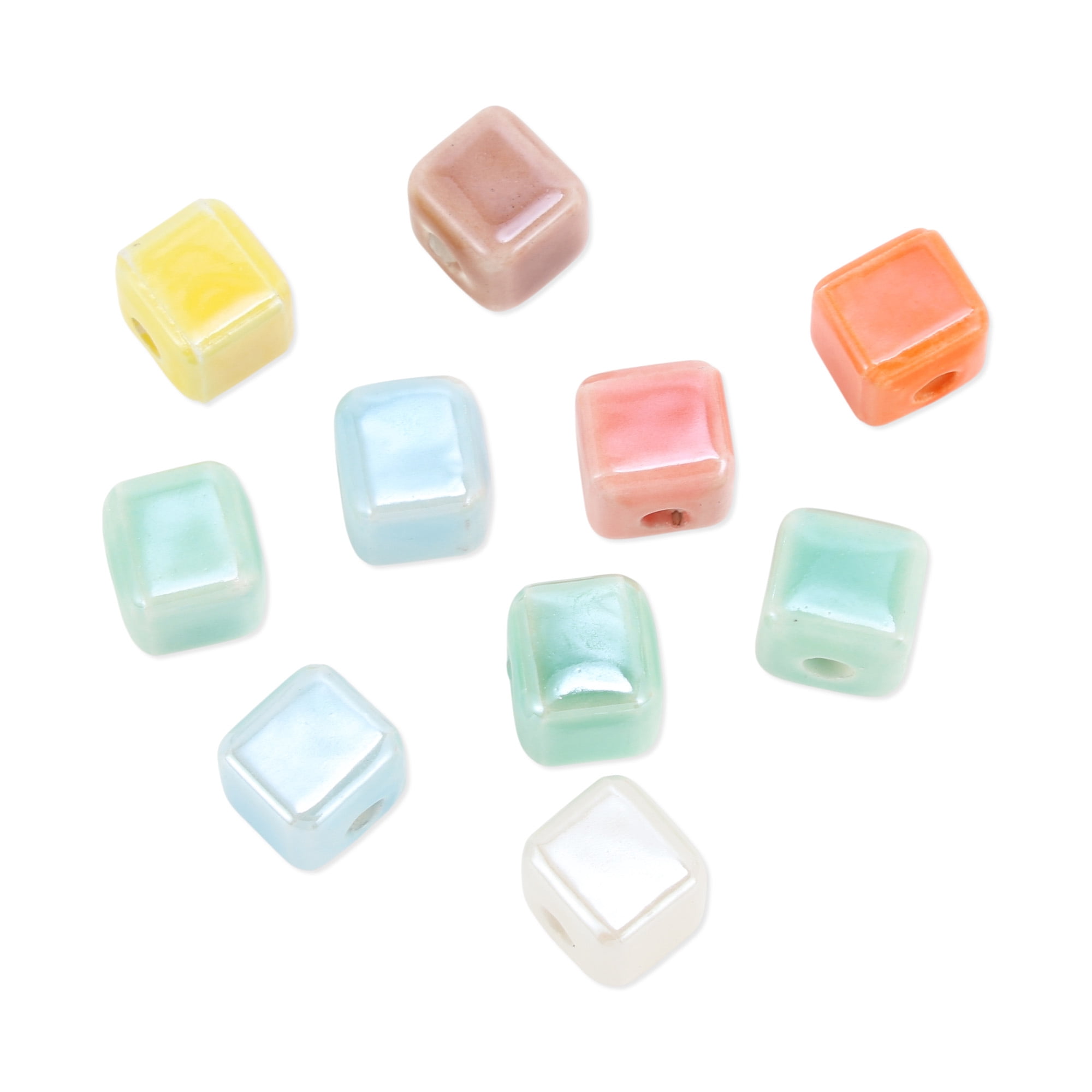 Unique Bargains 10pcs Ceramic Beads for Jewelry Making Square Shape