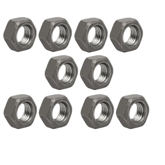 Unique Bargains 10pcs M12 x 1.5mm Pitch Metric Fine Thread Carbon Steel Left Hand Hex Nuts