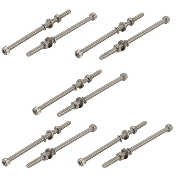 Unique Bargains 10pcs M4x75mm 304 Stainless Steel Knurled Hex Socket Head Bolts Nuts w Washers