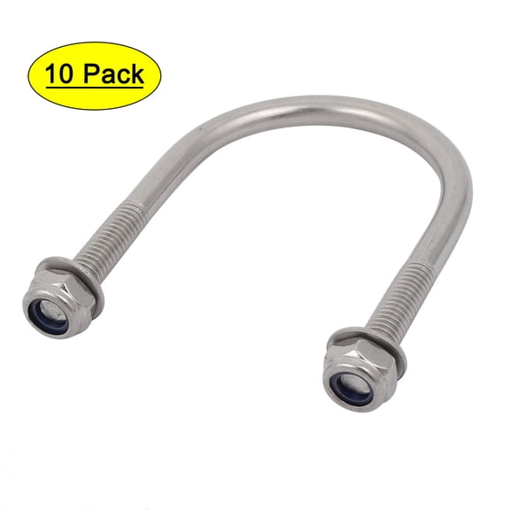 Unique Bargains 10pcs M6 Thread 304 Stainless Steel Round Bend U Bolt for 42mm Pipe Outer Dia