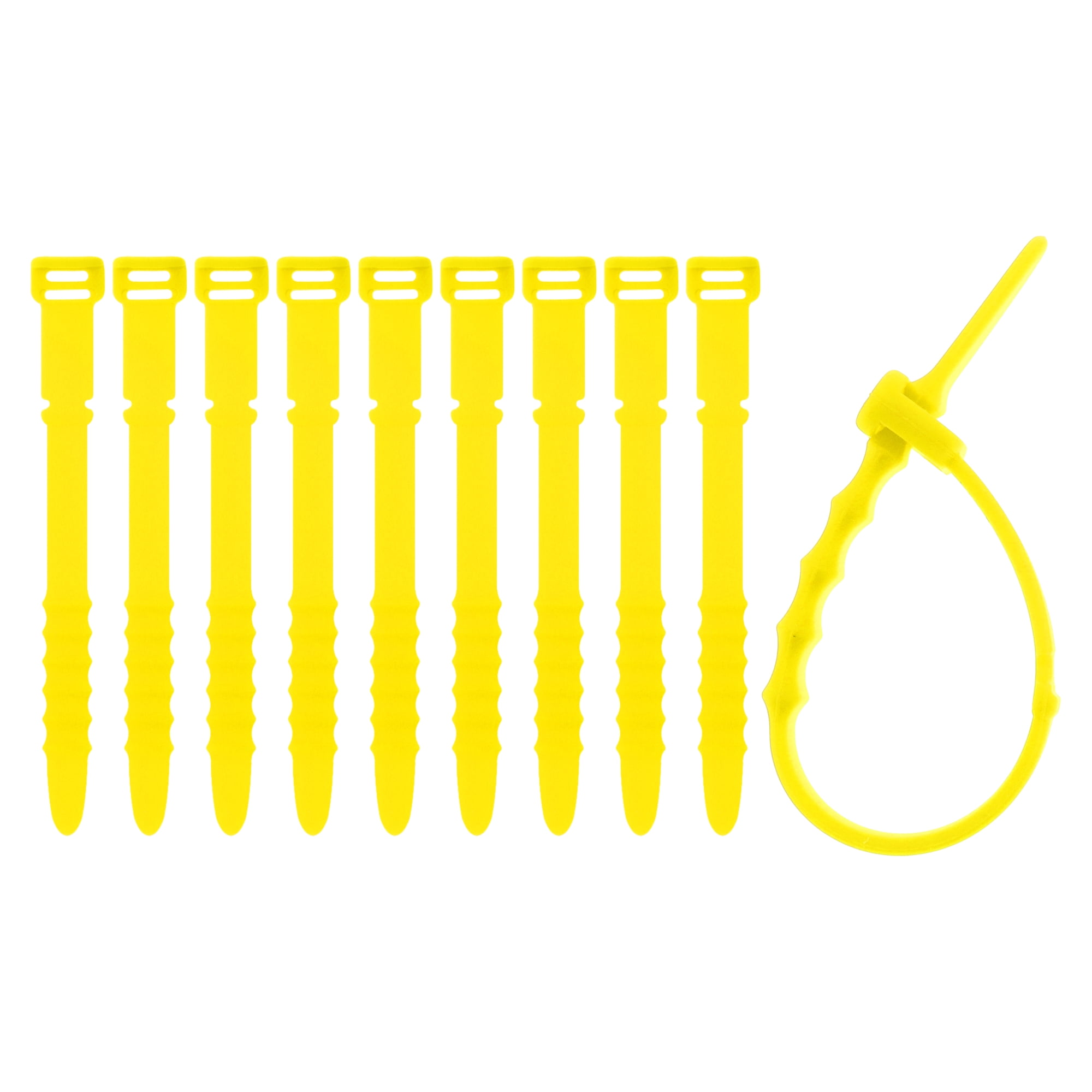 Unique Bargains 10pcs Multipurpose Cord Organizer Silicone Cable Ties Multicolor Yellow