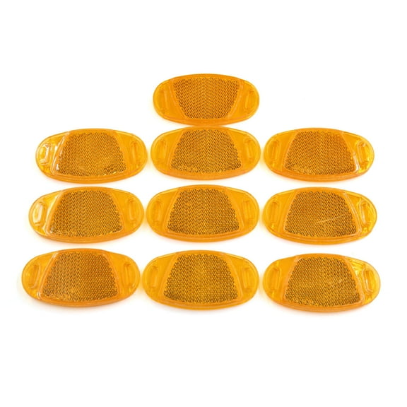 Unique Bargains 10pcs Orange Oval Plastic Spoke Reflective Warning Reflector for Bike Bicycle