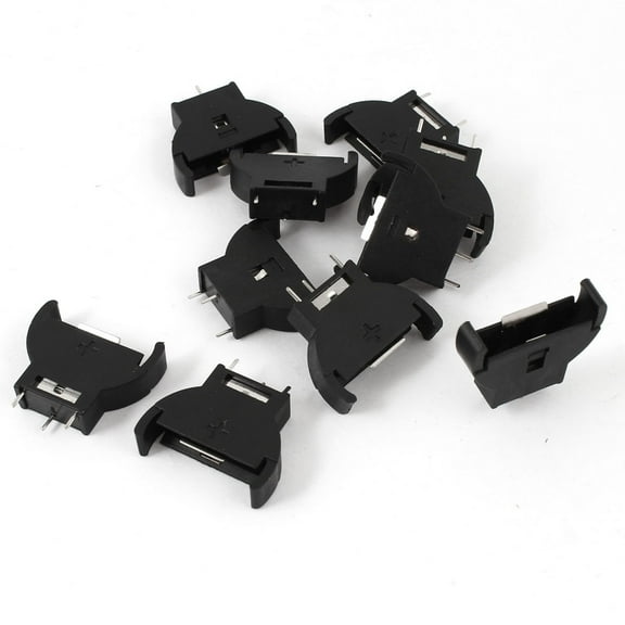 Unique Bargains 10pcs Plastic Shell CR2032 Button Cell Battery Socket Holder Case Black