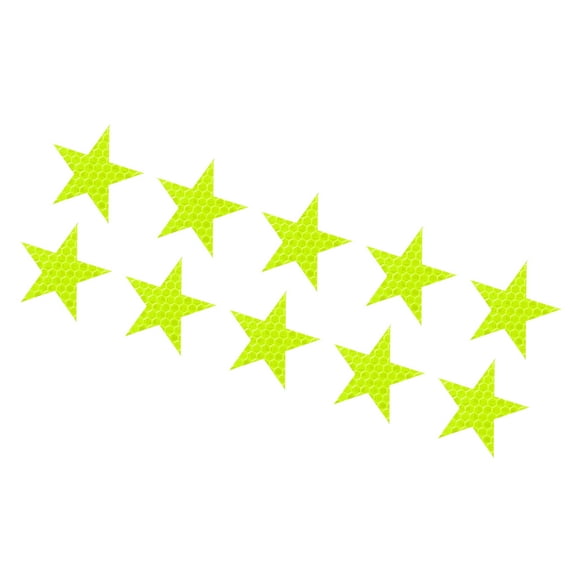 10 Pcs Reflective Stickers, 1.97"x1.89" Star Shape Safety Tape Reflector Universal for Cars Trucks Trailers Waterproof PET Fluorescent Yellow