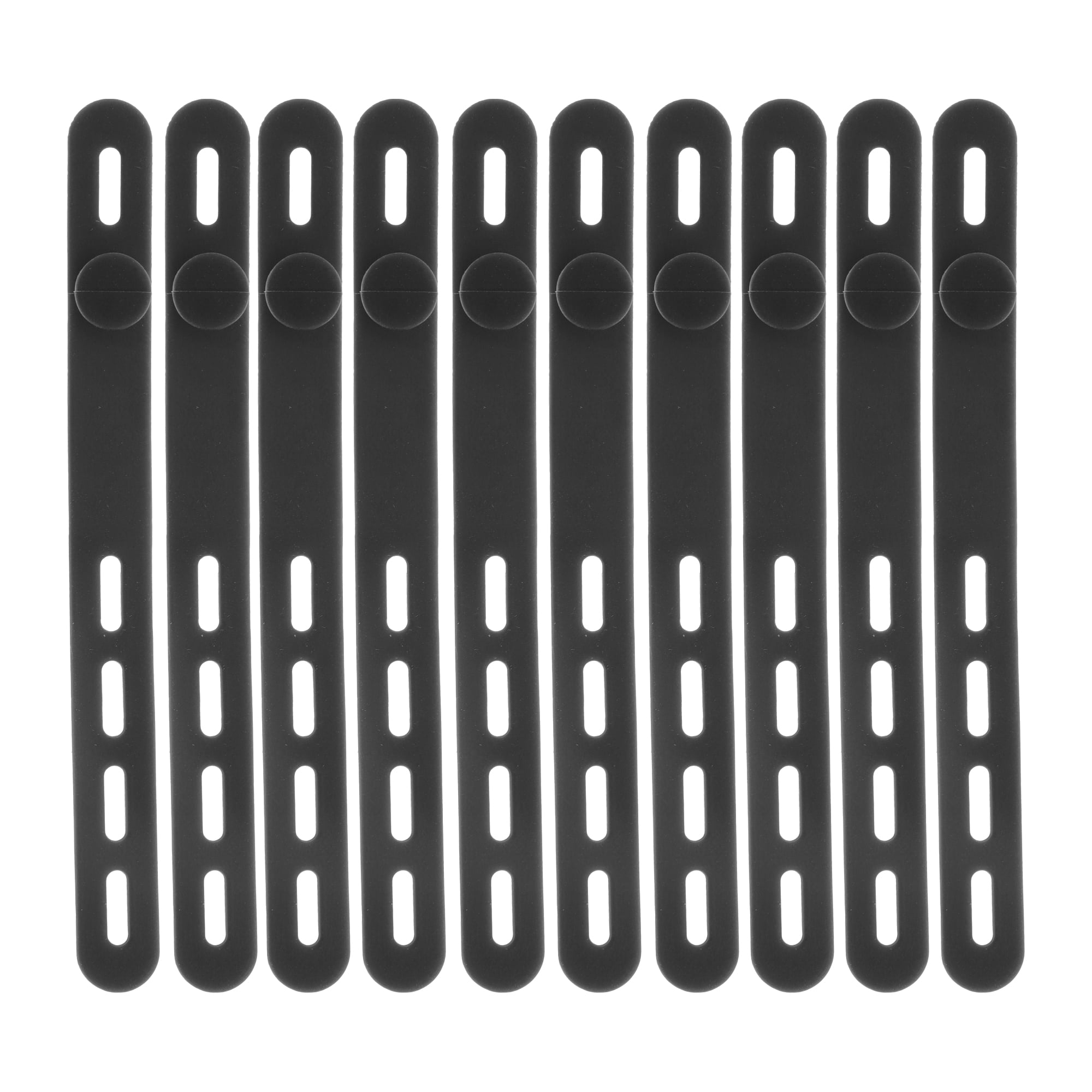 Unique Bargains 10pcs Reusable Cord Organizer Silicone Cable Ties Multicolor Black