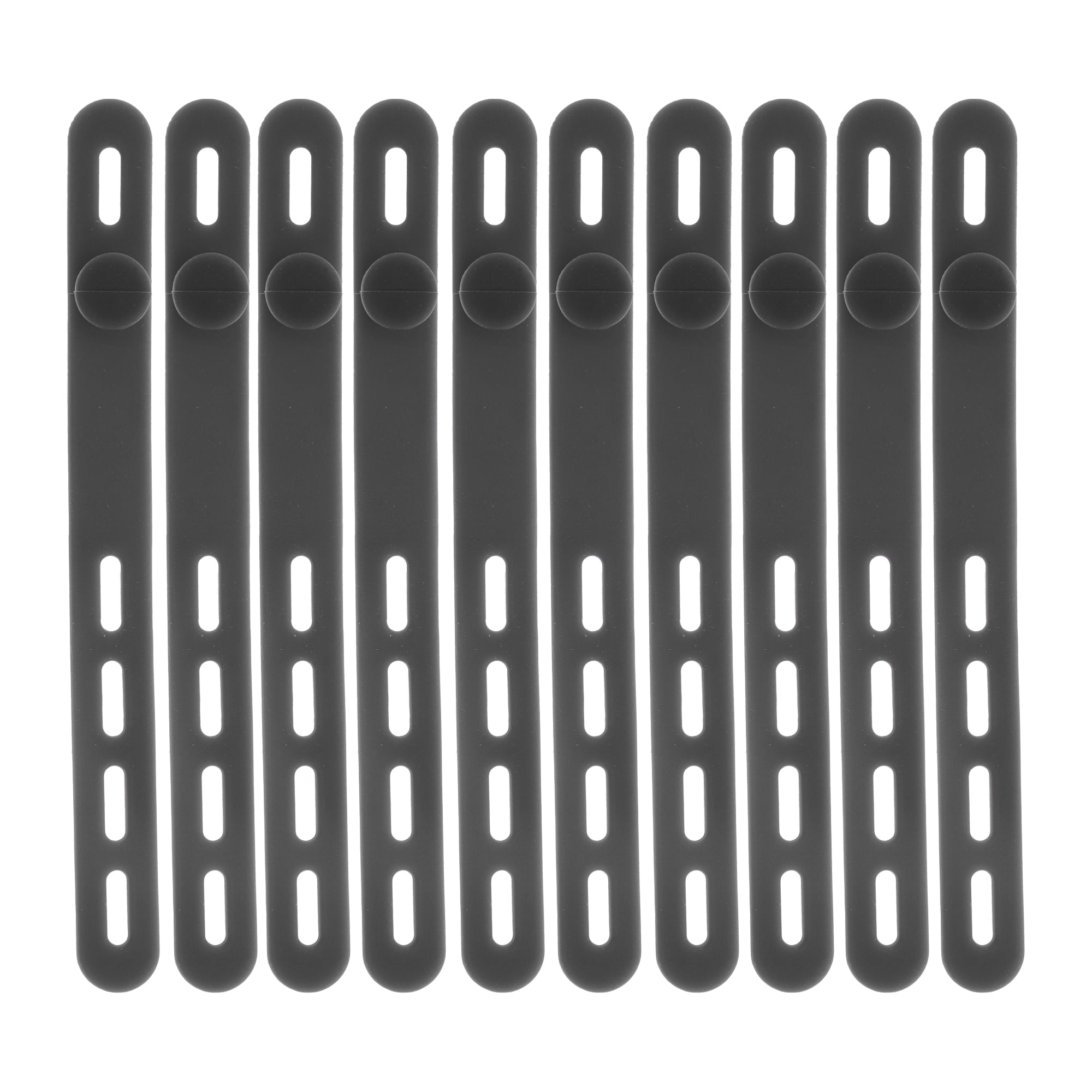 Unique Bargains 10pcs Reusable Cord Organizer Silicone Cable Ties Multicolor Deep Gray