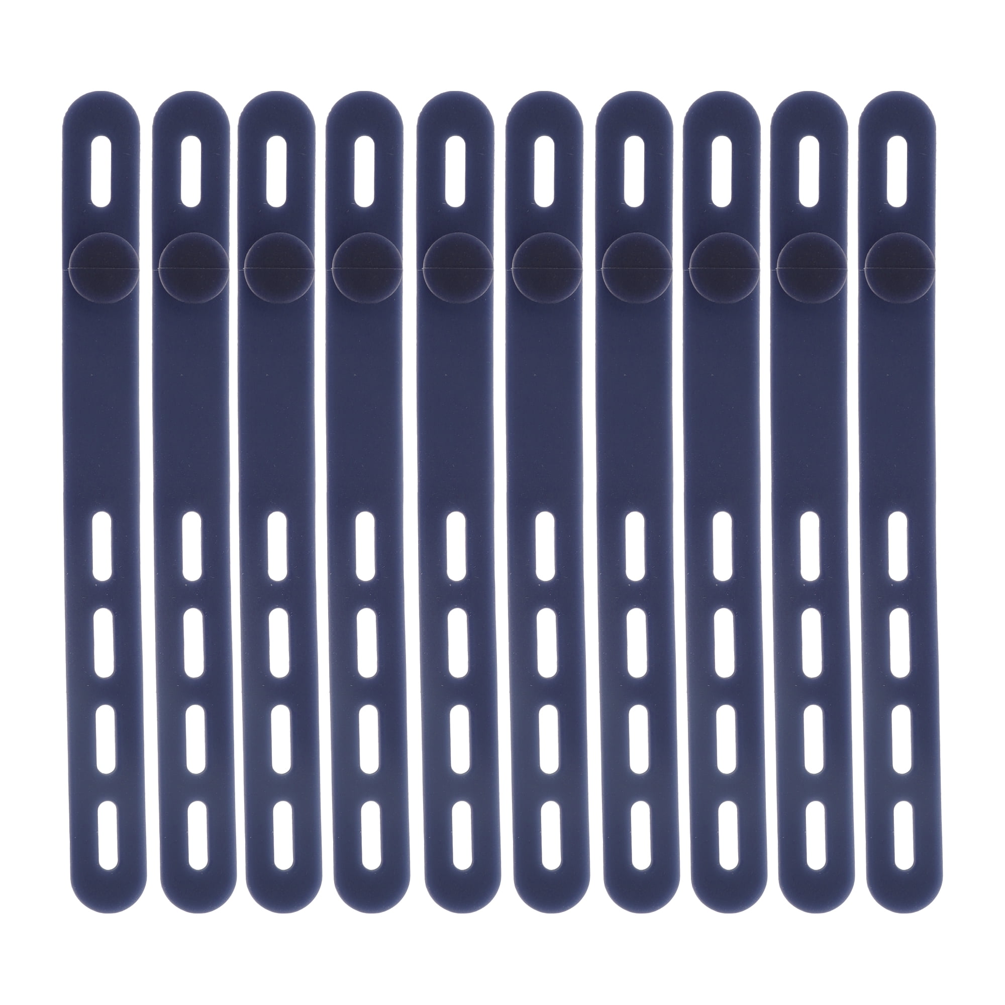 Unique Bargains 10pcs Reusable Cord Organizer Silicone Cable Ties Multicolor Navy Blue