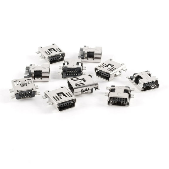 Unique Bargains 10pcs Shielded Female USB B Socket 5P 180 Degree Surface Mount Device SMT Jack Connector