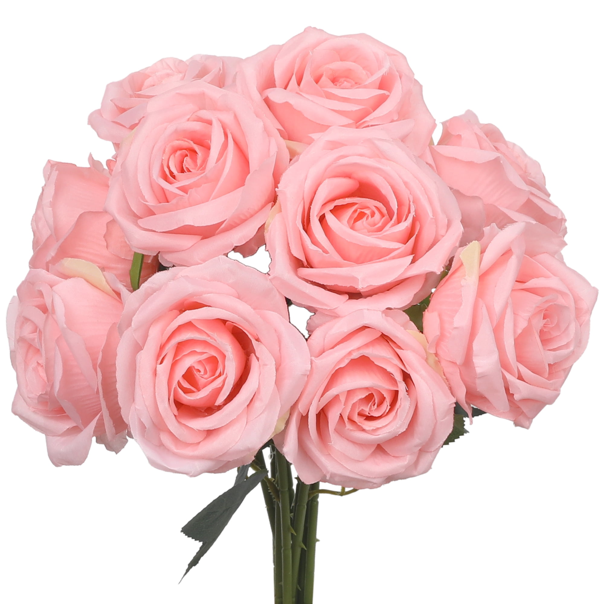 Unique Bargains 10pcs Silk Fake Rose with Rose Bouquets Pink