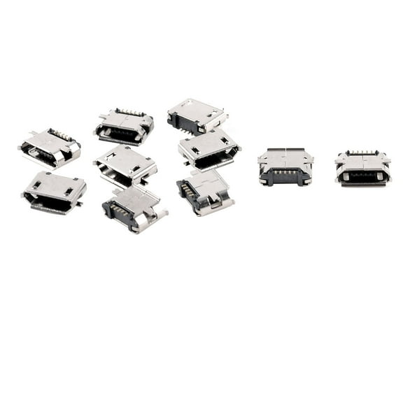 Unique Bargains 10pcs Silver Tone Micro USB Female Surface Mount Device Mount Type PCB Mount Jack for PC