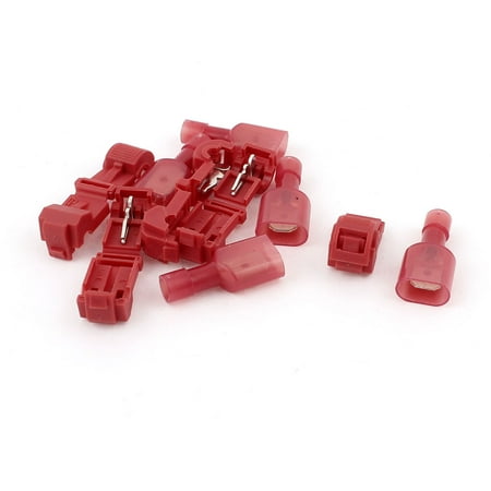 Unique Bargains 10pcs T-Tap Male Insulated Wire Terminal Quick Connectors Combo Set Red