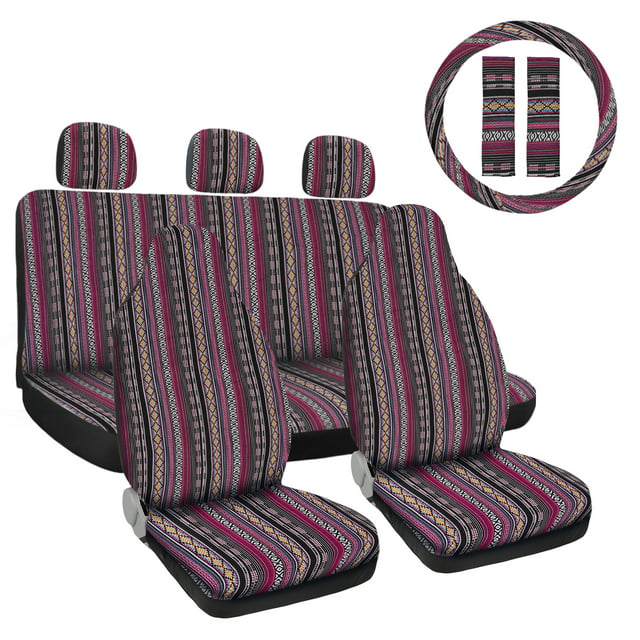Unique Bargains 10pcs Universal Purple Seat Covers Baja Saddle Blanket Seat Cover Full Set