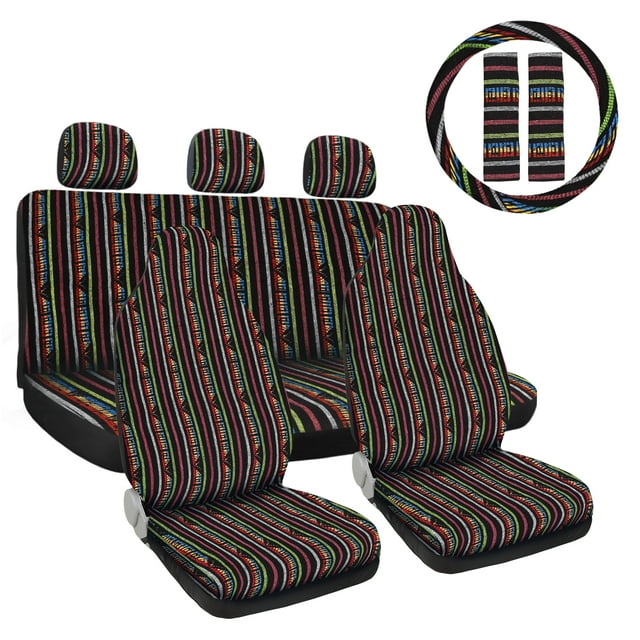 Unique Bargains 10pcs Universal Stripe Seat Covers Baja Blanket Seat