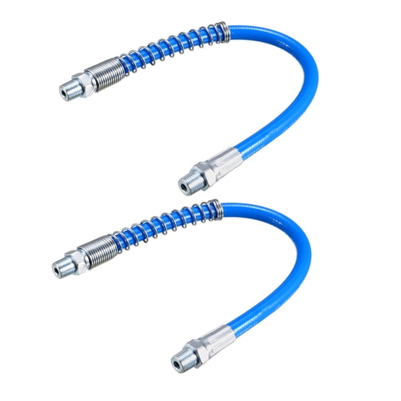 Unique Bargains 11.8" Flexible Extension Grease Hose 10000PSI G1/8 Thread Blue, 2Pcs