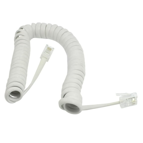 Unique Bargains 11' Long Coil Stretchy RJ9 4P4C Extension Telephone Cable White