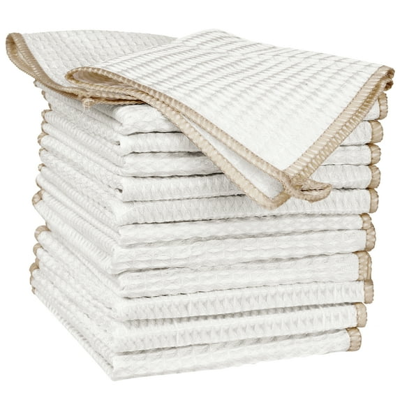 Unique Bargains 11"x11" Dishcloth Reusable Absorbent Lint Free Kitchen Towels Beige 12