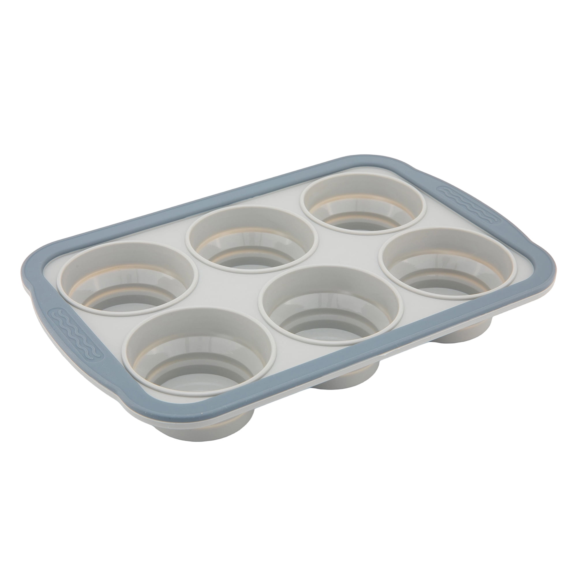 Unique Bargains 12-Cup Nonstick Silicone Muffin-Pan with Steel Rim Gray 10.2"x6.9"x1.3"