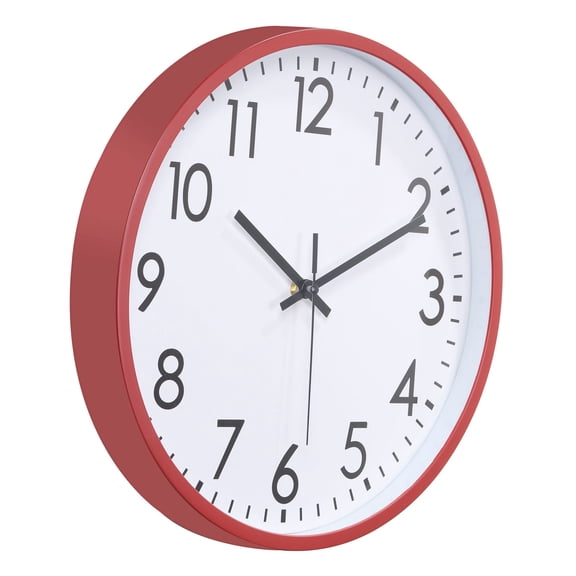 Uxcell 12 Inch Wall Clock, 3D Number Quartz Battery Operated Silent Non-Ticking Round Wall Clocks, Red