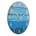 thumbnail image 1 of Unique Bargains 12 Inch Wooden Wall Clock, Quartz Battery Operated Silent Retro Style Round Wall Clocks, Blue, 1 of 6