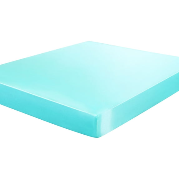 Unique Bargains 12" Large Pocket Satin Silk Fitted Sheet Full Cyan