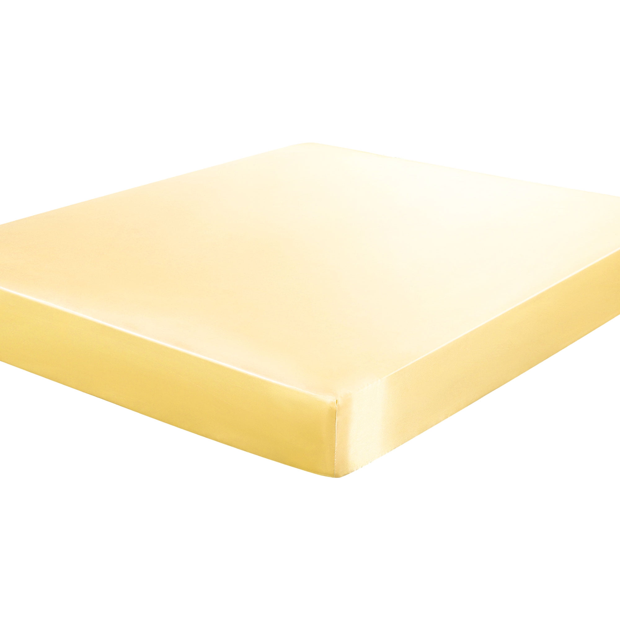 Unique Bargains 12" Large Pocket Satin Silk Fitted Sheet Full Gloden Tone