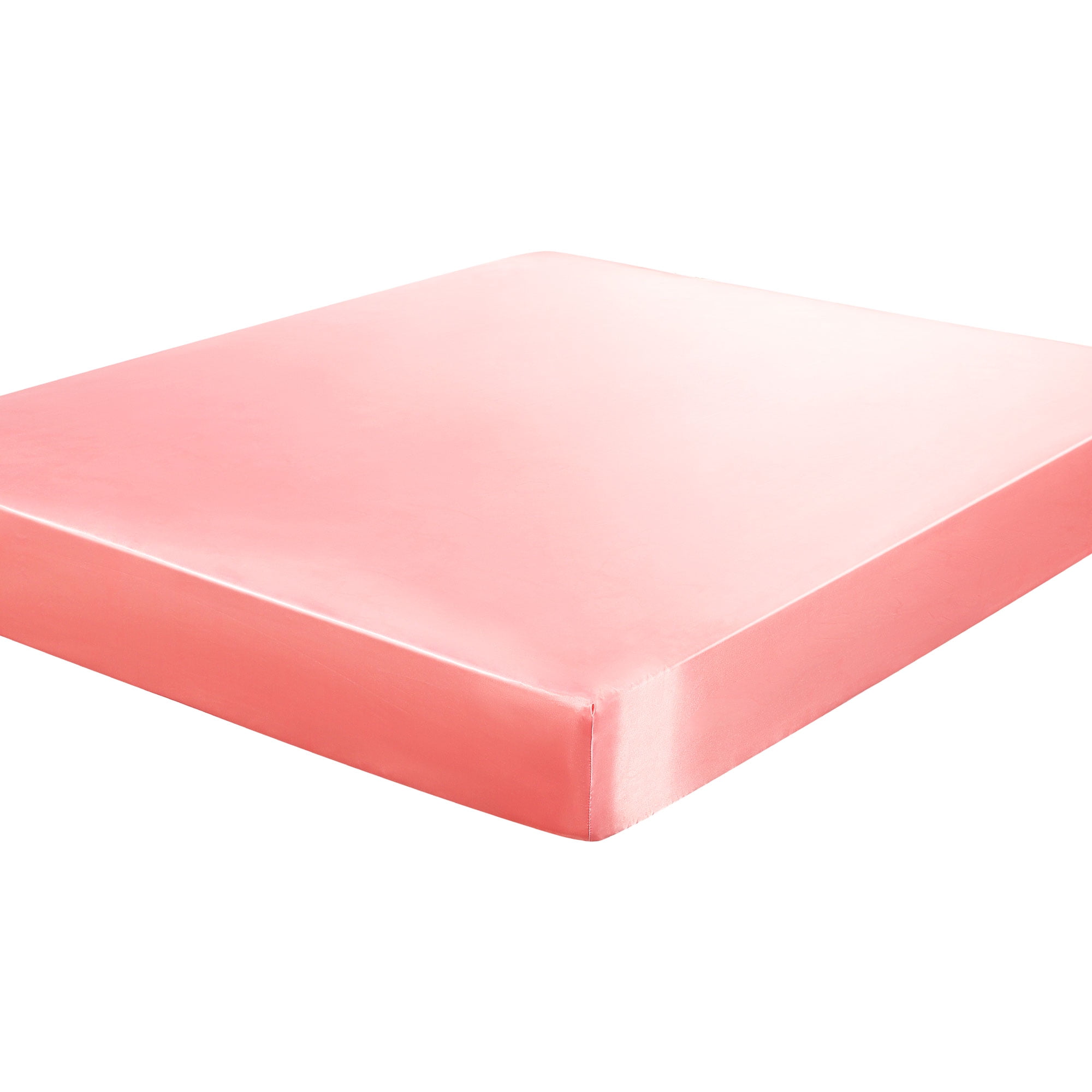 Unique Bargains 12" Large Pocket Satin Silk Fitted Sheet Twin Pink
