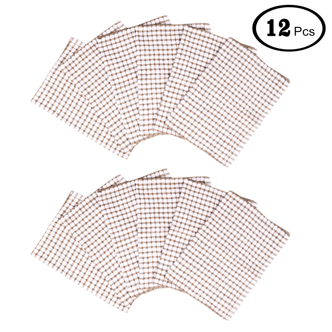 Unique Bargains 12-Pack Terry Cotton Kitchen Cleaning Cloths Towels Coffee