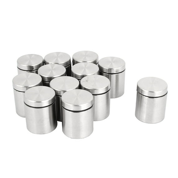 Unique Bargains 12 Pcs 25mm x 30mm Wall Mount Hardware Stainless Steel Glass Standoff Nail