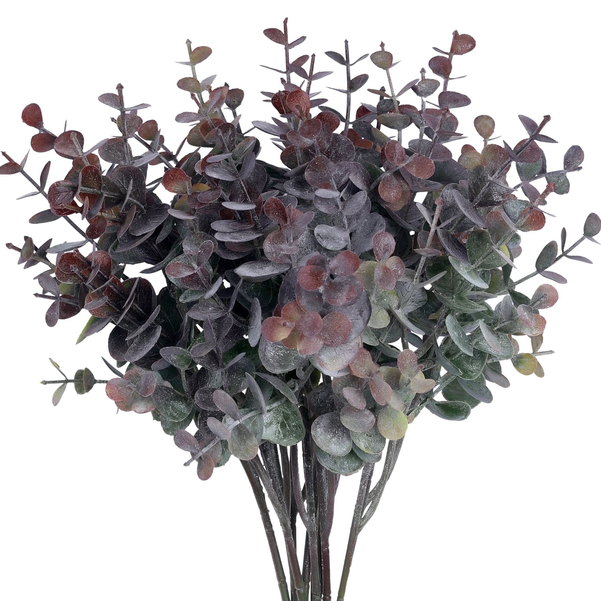 Unique Bargains 12 Pcs Artificial Greenery Stems Faux Floral Leaf Fake Plants Red