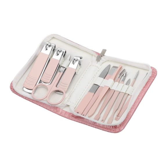 Unique Bargains 12 Pcs Beautiful Box Nail Clippers Set Toenail Clippers Pink