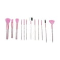 thumbnail image 1 of Unique Bargains 12 Pcs Bucket Makeup Brush Set for Bathroom Rose Red Plastic Handle Nylon Hair, 1 of 5