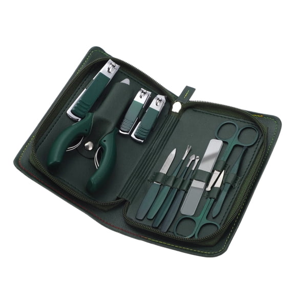 Unique Bargains 12 Pcs Fashion Round Tail Nail Clippers Set Toenail Clippers Green