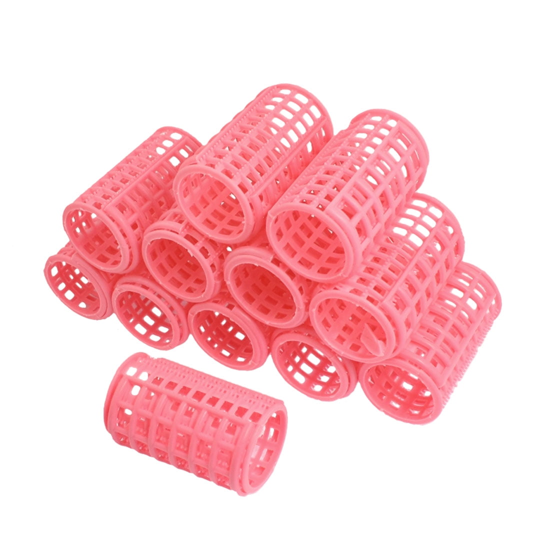 Unique Bargains 12 Pcs Hair Curlers Rollers Set Pink Self Grip Hair Curlers for Women