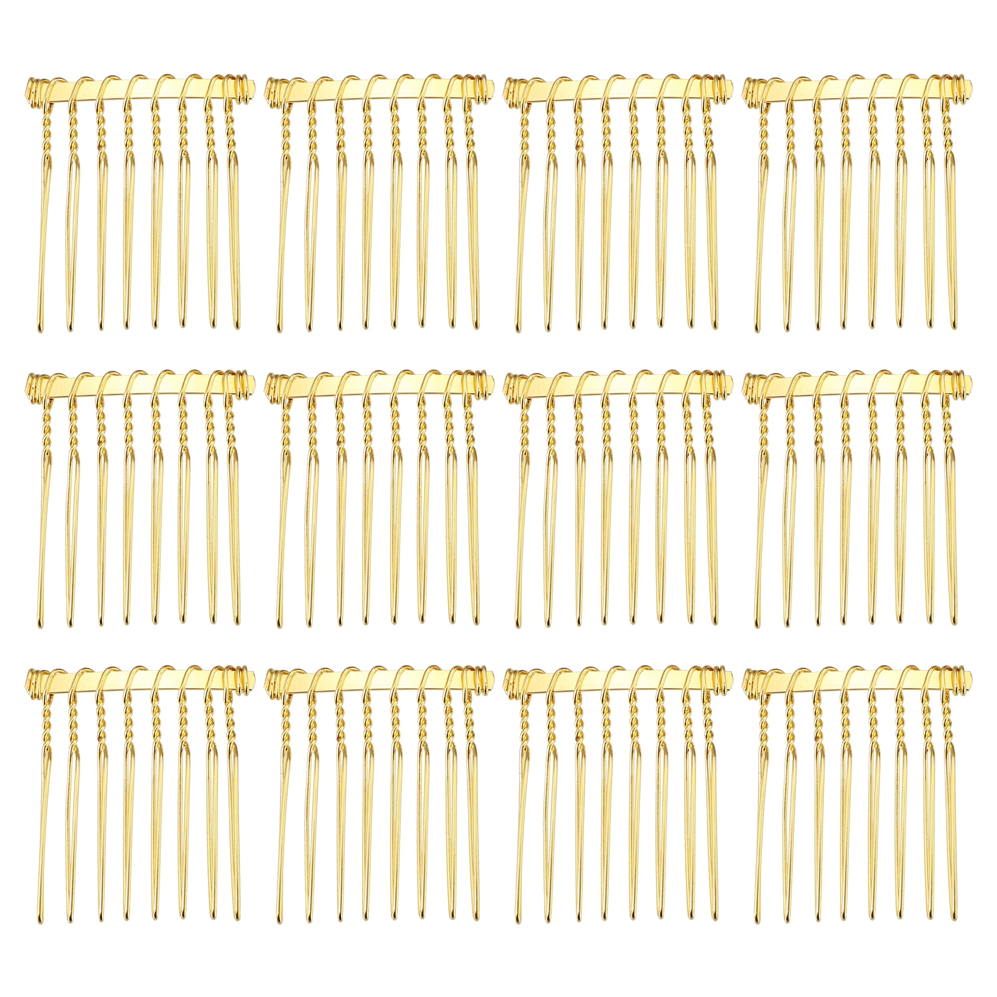 Unique Bargains 12 Pcs No Slip Hair Side Combs Accessories Metal 1.3" Gold Tone
