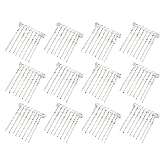 Unique Bargains 12 Pcs No Slip Hair Side Combs Accessories Metal 1.3" Silver Tone
