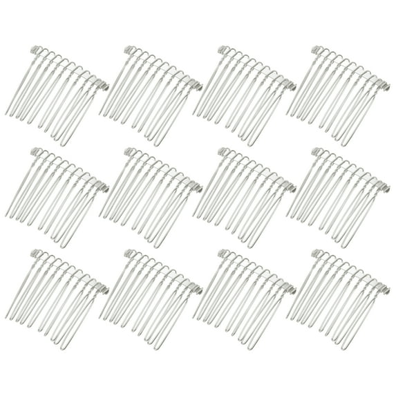 Unique Bargains 12 Pcs No Slip Hair Side Combs Accessories Metal 1.6" Silver Tone