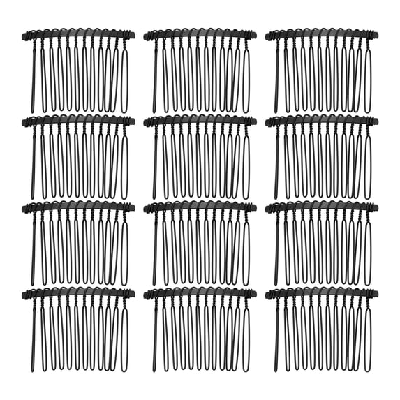 Unique Bargains 12 Pcs No Slip Hair Side Combs Accessories Metal 2" Black